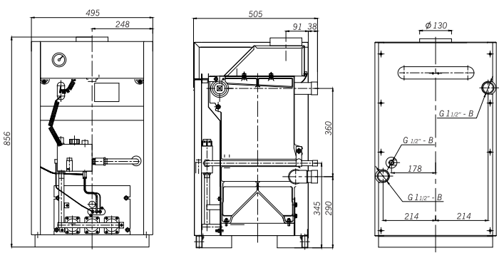 Габаритные размеры чугунного котла Лемакс Лидер-25 котел Лемакс Лидер-25